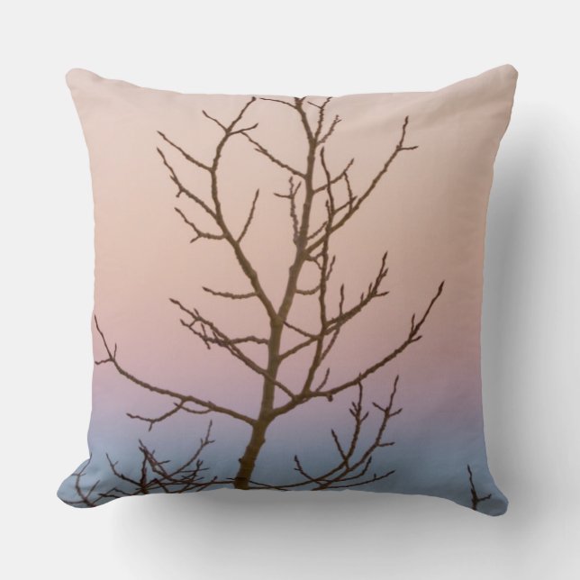 Bryce Canyon, Utah. Bare tree in front of sunset Throw Pillow (Front)