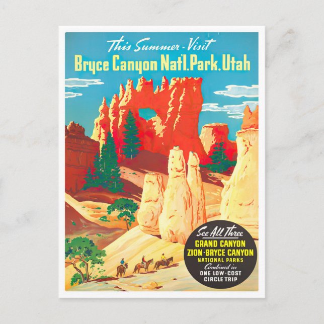 Bryce Canyon vintage travel postcard (Front)