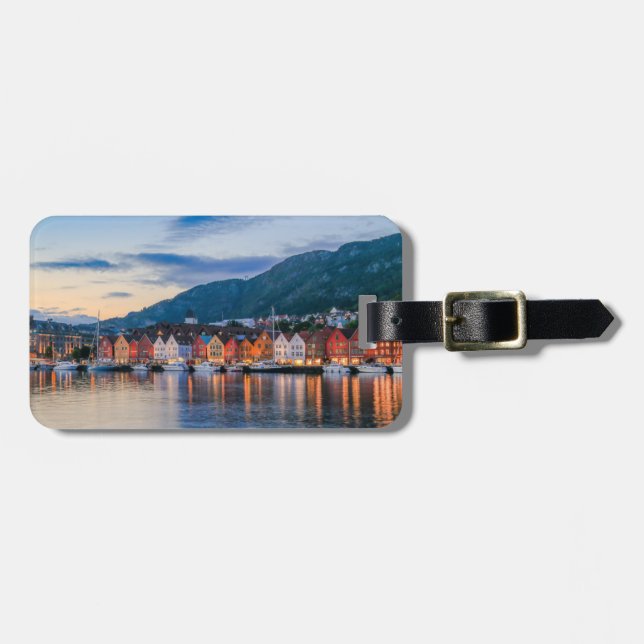 Bryggen Bergen Norway stylized Luggage Tag (Front Horizontal)