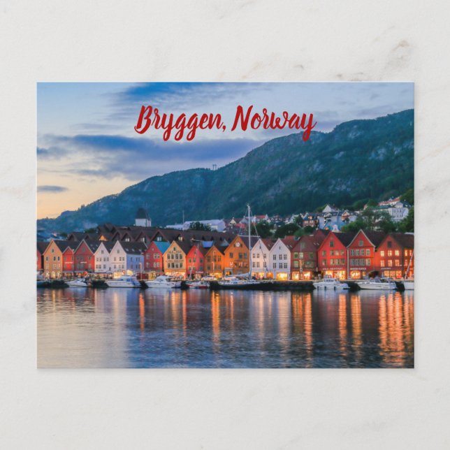 Bryggen Bergen Norway stylized Postcard (Front)