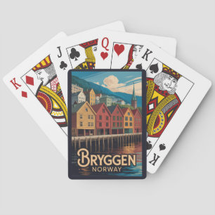 Bryggen Norway Illustration Travel Art Bergen Poker Cards