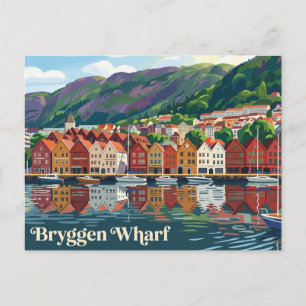 Bryggen Wharf Norway Postcard