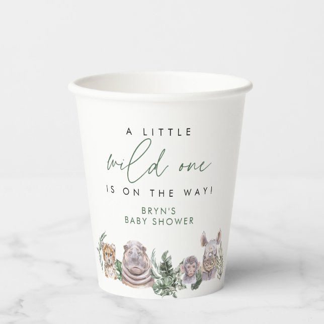 BRYN Cute Jungle Safari Baby Animal Baby Shower Paper Cups (Front)