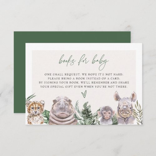 BRYN Jungle Safari Baby Shower Books for Baby Card