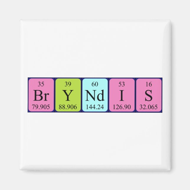 Bryndís periodic table name magnet (Front)