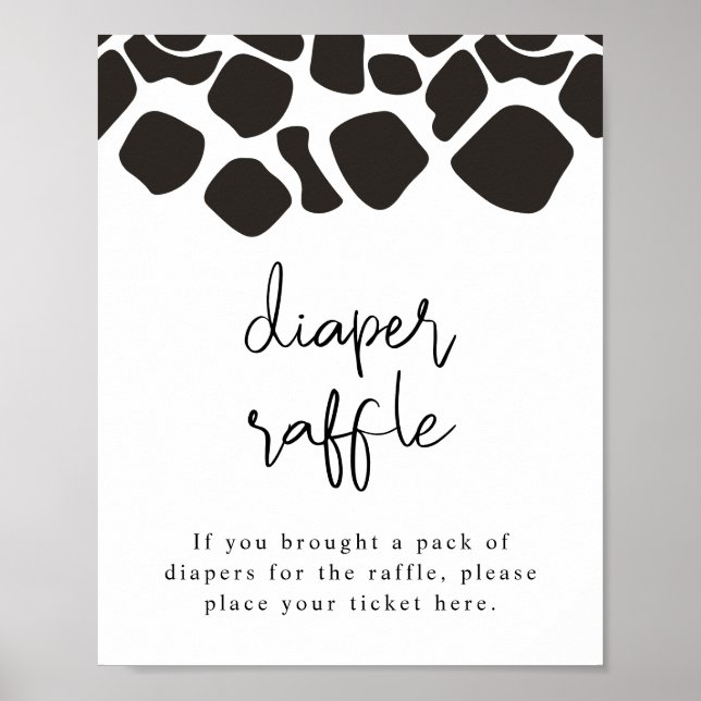 BRYNDLE Cow Print Diaper Raffle Game Sign (Front)