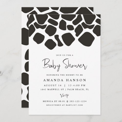 BRYNDLE Modern Farm Animal Cow Print Baby Shower I Invitation