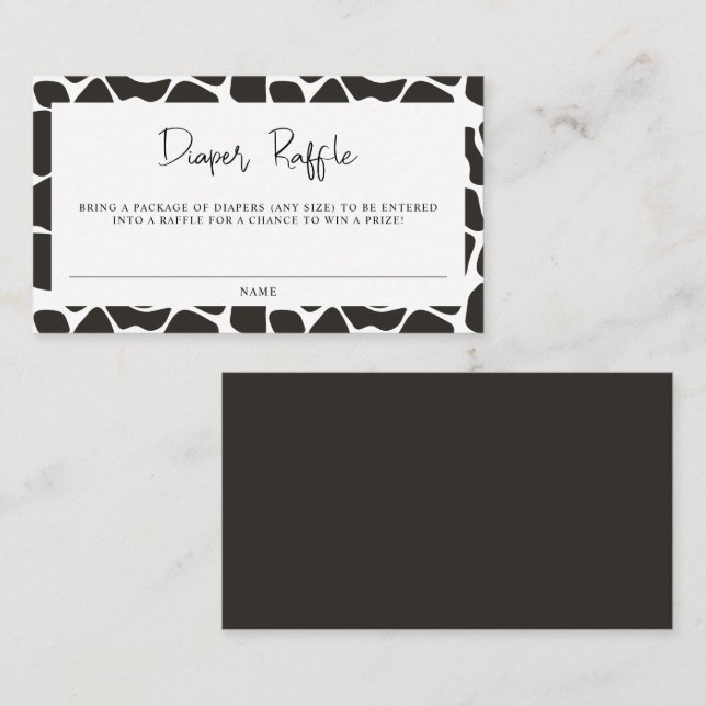 BRYNDLE Modern Farm Animal Cow Print Diaper Raffle Place Card (Front/Back)