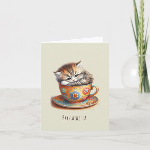 Brysia Wella Kitten in Teacup Get Well Soon Card