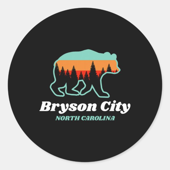 Bryson City North Carolina Bear Mountains Country  Classic Round Sticker (Front)