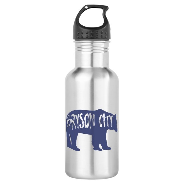 Bryson City North Carolina Bear Stainless Steel Water Bottle (Front)