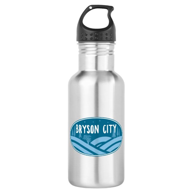 Bryson City North Carolina Outdoors Stainless Steel Water Bottle (Front)