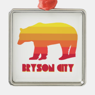 Bryson City North Carolina Rainbow Bear Metal Ornament