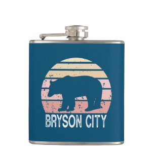 Bryson City North Carolina Retro Bear Flask