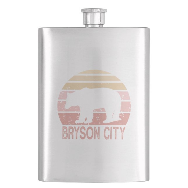 Bryson City North Carolina Retro Bear Flask (Front)