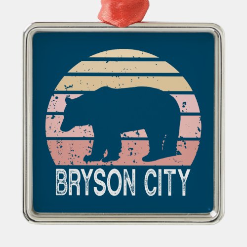 Bryson City North Carolina Retro Bear Metal Ornament