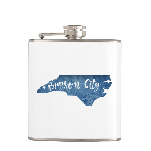 Bryson City North Carolina Wood Grain Flask (Front)