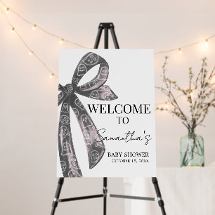 BS60 Black Bow Halloween Baby Shower Welcome Sign
