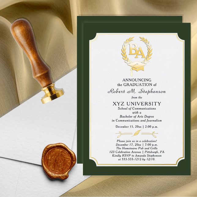 BS - Bachelor of Arts Degree College Graduation Foil Invitation (Creator Uploaded)