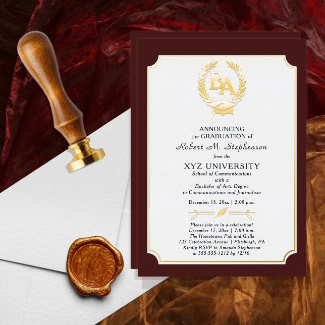 BS - Bachelor of Arts Degree College Graduation Foil Invitation (Creator Uploaded)