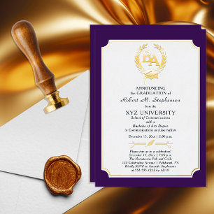 BS - Bachelor of Arts Degree College Graduation Foil Invitation