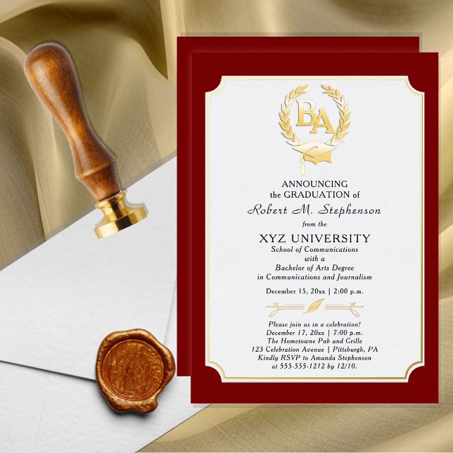 BS - Bachelor of Arts Degree College Graduation Foil Invitation (Creator Uploaded)