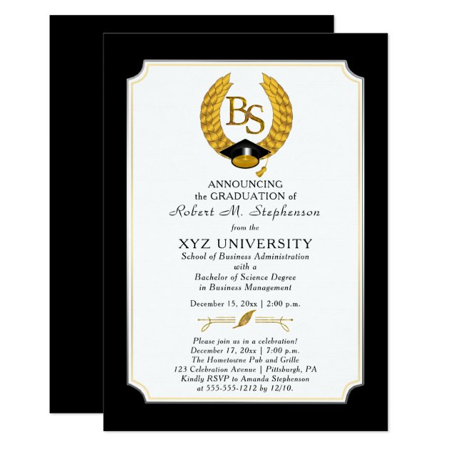 BS - Bachelor Of Science Degree College Graduation Invitation