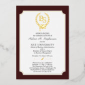 BS - Bachelor of Science Degree College Graduation Foil Invitation (Front)