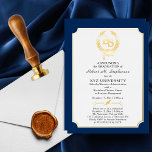 BS - Bachelor of Science Degree College Graduation Foil Invitation<br><div class="desc">This graduation announcement for a BS (Bachelor of Science) graduate in any major can be utilized as an announcement and / or a party invitation through the "customization" option. The crisp white background against the blue and the gold foil makes this design really pop. Design by Holiday Hearts Designs (rights...</div>