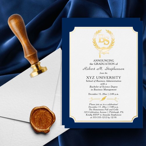 BS _ Bachelor of Science Degree College Graduation Foil Invitation