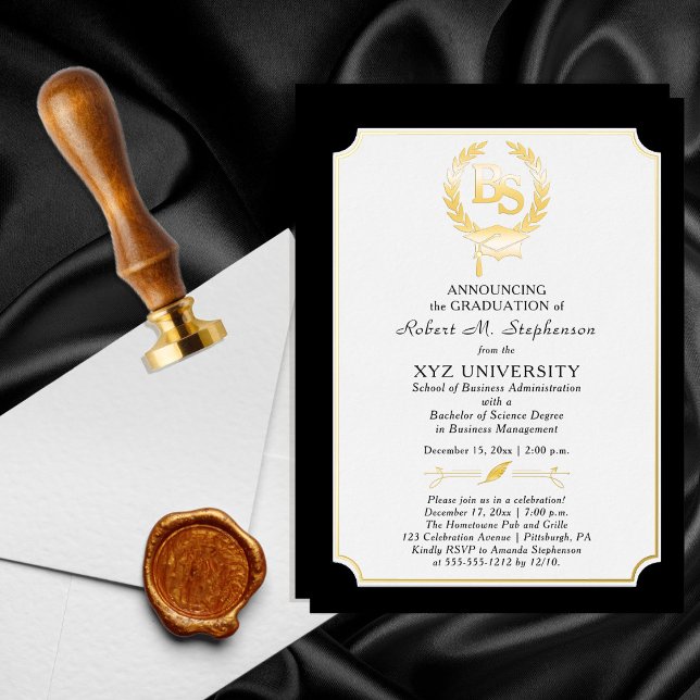 BS - Bachelor of Science Degree College Graduation Foil Invitation (Creator Uploaded)