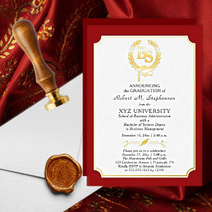 BS - Bachelor of Science Degree College Graduation Foil Invitation