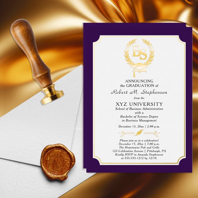 BS - Bachelor of Science Degree College Graduation Foil Invitation (Creator Uploaded)