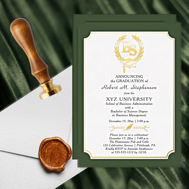 BS - Bachelor of Science Degree College Graduation Foil Invitation (Creator Uploaded)