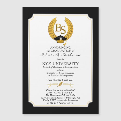 BS _ Bachelor of Science Degree College Graduation Magnetic Invitation