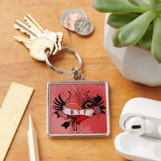 BSF Best Sister Friend Forever Grunge Heart Keychain