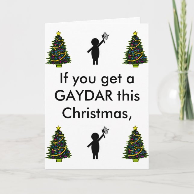 bsg gaydar, christmas tree, christmas tree, chr... holiday card (Front)