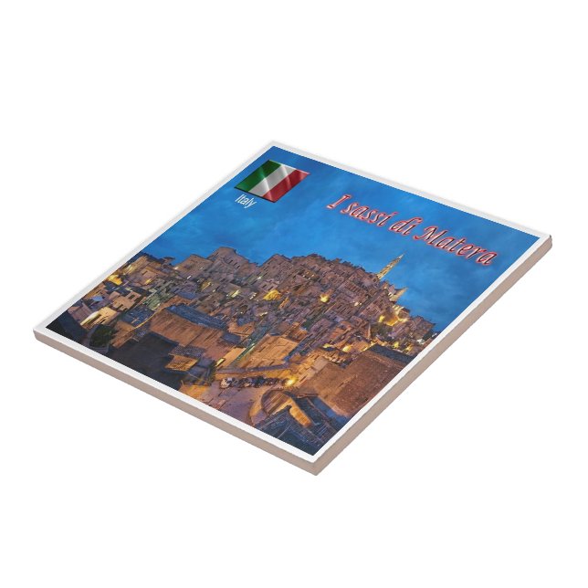 BSL017 MATERA, The Sassi of Matera, Ceramic Tile (Side)