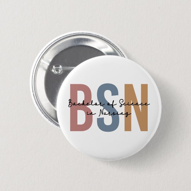BSN Bachelor of Science in Nursing Graduation Button (Front & Back)