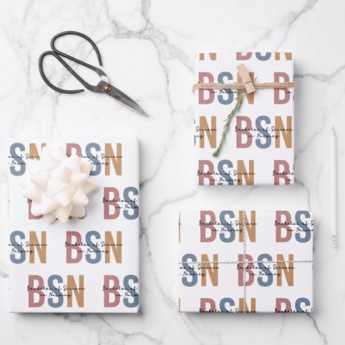 BSN Bachelor of Science in Nursing Graduation Wrapping Paper Sheets