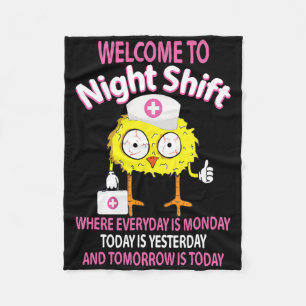 Bsn Lpn Cna Funny Nursing Chick Welcome To Night S Fleece Blanket