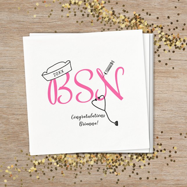 BSN nurse graduation dinner party decor Napkins (Creator Uploaded)
