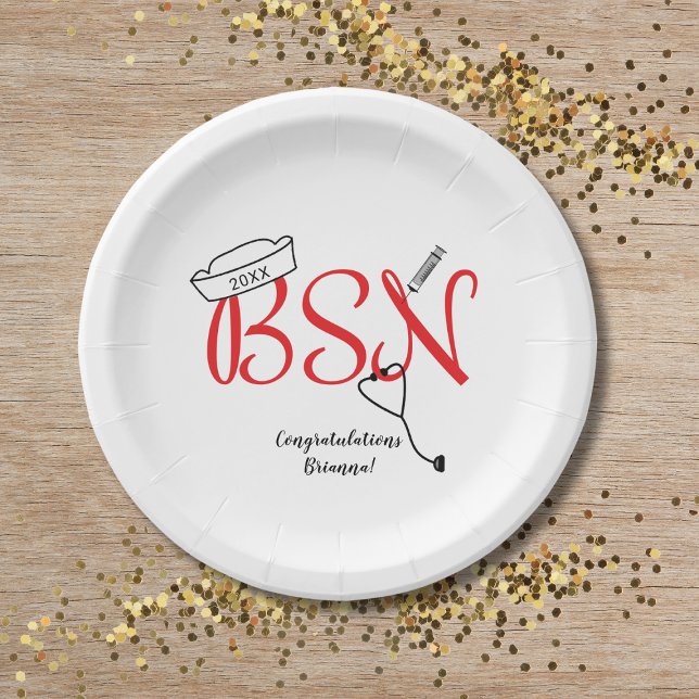 BSN nurse graduation dinner party decor Paper Plates (Creator Uploaded)