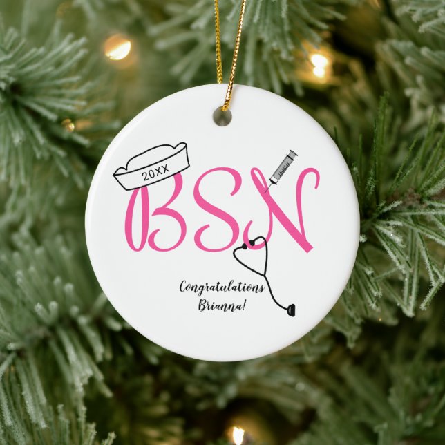 BSN nurse graduation keepsake Ceramic Ornament (Tree)