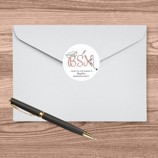 BSN nurse graduation party thank you favor sticker (Creator Uploaded)