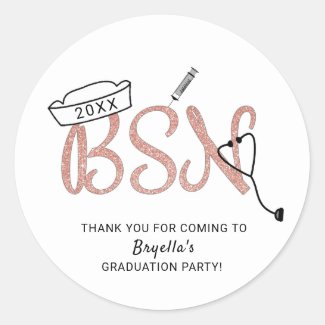 BSN nurse graduation party thank you favor sticker