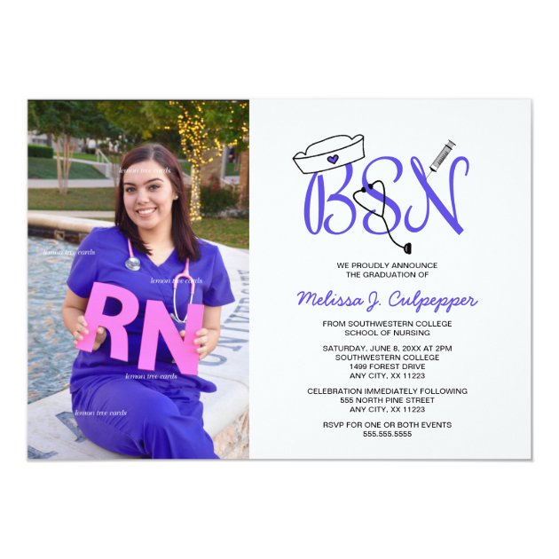 BSN Nurse Photo Graduation Pinning Party / Purple Card