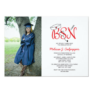BSN Nurse photo graduation pinning party / red Card