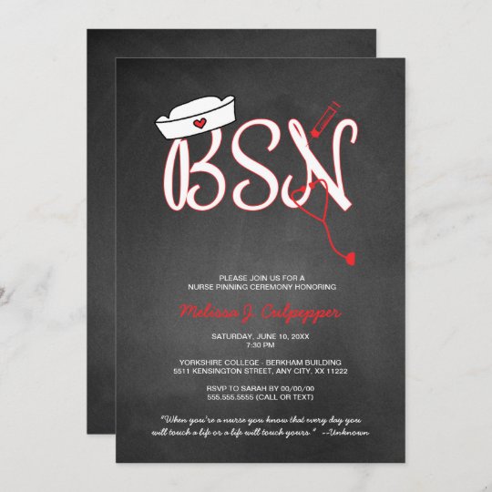 BSN nurse pinning ceremony graduation invitations | Zazzle.com