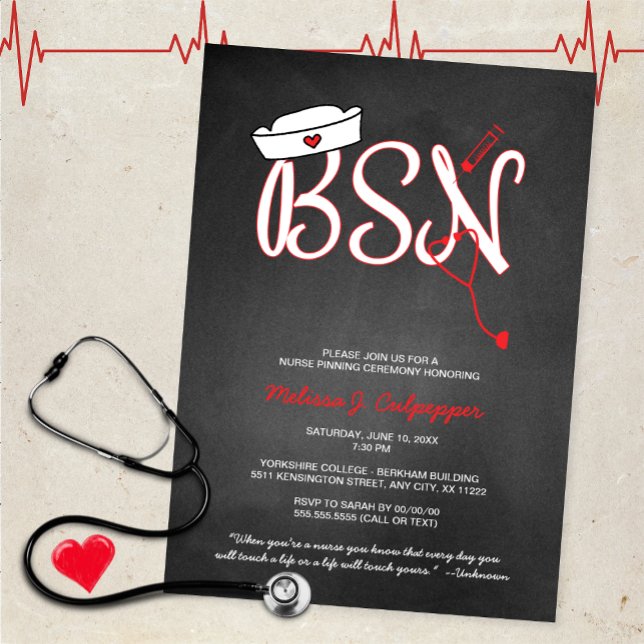 BSN nurse pinning ceremony graduation invitations (Creator Uploaded)
